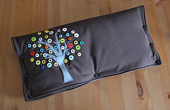 Detský textil - obojstranný softshellový rukávnik na kočík STROM 2v1- hnedá+šedá - 5823598_