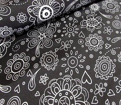 Detský textil - Nepremokavá čierne ornamenty - 5827198_