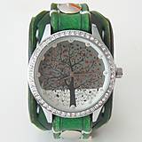 Náramky - Dámske kožené hodinky zelené - 5826396_