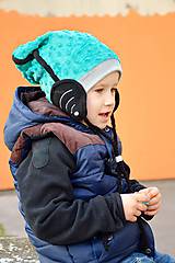 Detské čiapky - Wifi čiapka -tyrkis & oceán zimná - 5838013_