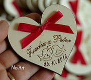 Darčeky pre svadobčanov - Svadobné magnetky srdiečko s vtáčikmi - 5856043_