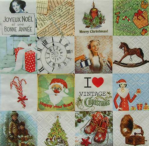  - S499 - Servítky - vianoce, vintage, mozaika - 5860109_