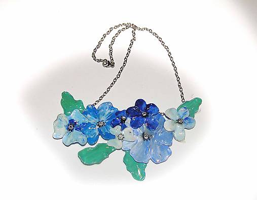  - blue flowers -kvetinový náhrdelník - 5864630_