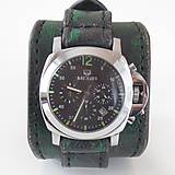 Náramky - Pánske kožené hodinky čierno zelené - 5861345_