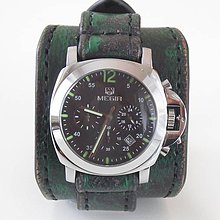 Náramky - Pánske kožené hodinky čierno zelené - 5861345_