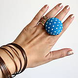 Prstene - Mushroom button ring - oversize prsteň Tyrkysový bodkatý - 5877914_