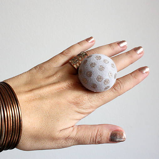 Mushroom button ring - oversize prsteň z buttonu ručne maľovaný