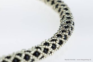 Náhrdelníky - náhrdelník čierno-strieborný - 5881129_