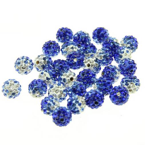 Korálky - Shamballa korálky melírované modré 10 mm - 5886371_