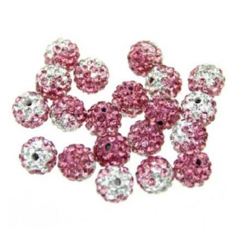Korálky - Shamballa korálky melírované ružové 10 mm - 5886804_