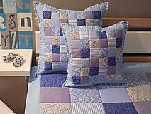 Úžitkový textil - Prehoz, vankúš patchwork vzor modrá, vankúš - 5890769_