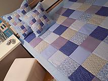 Úžitkový textil - Prehoz, vankúš patchwork vzor modrá ( rôzne varianty veľkostí ) - 5890822_