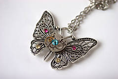 Náhrdelníky - Steampunkový náhrdelník Motýlik - 5887452_