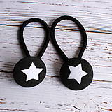 Detské doplnky - Gumičky do vlasov s buttonkami Čierna s hviezdičkami 19mm - 5894050_