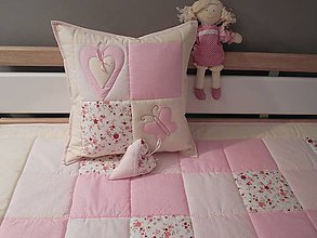 Detský textil - Prehoz, vankúš patchwork vzor ružovkastá ( rôzne varianty veľkostí ) - 5898146_