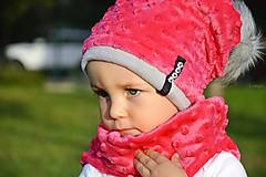 Detské čiapky - zimná súprava s menom a odopínacím brmbolcom cyklamen ...alebo farbu si vyber! - 5902059_