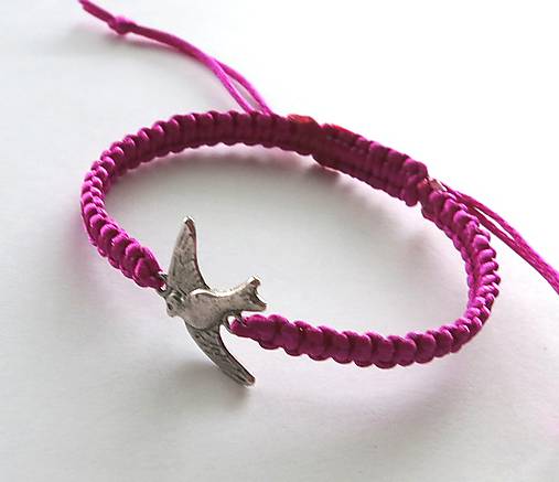 Náramky - S vtáčikom - fuchsia - 5904682_