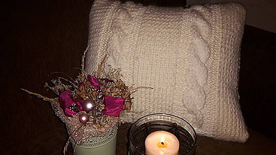 Úžitkový textil - Tip na vianočný darček - Pletený návlek na vankúš - 5910505_