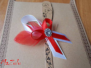 Svadobné pierka - svadobné pierko  červeným perím - 5908510_