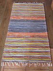 Úžitkový textil - koberec tkaný rifľový+ oranž. - 5921840_