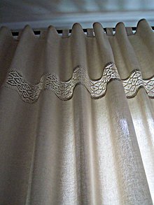 Úžitkový textil - Závesy ľanového vzhľadu s bavlnenou čipkou. - 5921547_