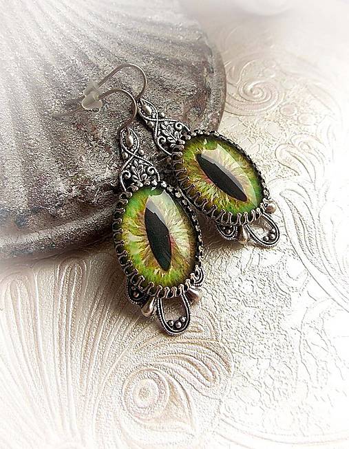 Náušnice - Mystic cat eyes (Fialová) - 5922663_