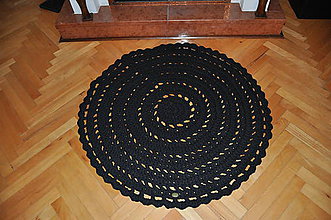 Úžitkový textil - Čierny háčkovaný koberec - 5926850_