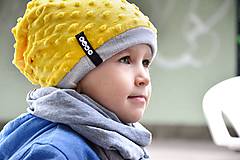 Detské čiapky - Zimná čiapka Minky Yellow (bez BAMBULE) (s vyšitím mena) - 5926803_