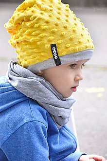 Detské čiapky - Zimná čiapka Minky Yellow (bez BAMBULE) - 5926802_
