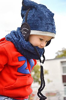 Detské čiapky - Wifi čiapka + nákrčník Navy - 5930549_