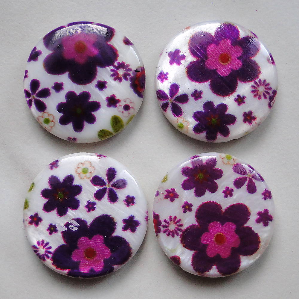 Perleť.placka 20mm-kvety-1ks (lila)