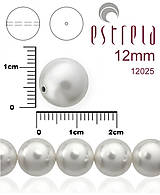 Korálky - Voskované perly zn.Estrela (12025 - biela) 12mm, bal.8ks - 5932415_