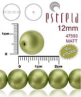 Korálky - Voskované perly zn.Estrela (47593 - matná zelená khaki) 12mm, bal.8ks - 5932580_