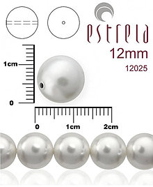 Korálky - Voskované perly zn.Estrela (12025 - biela) 12mm, bal.8ks - 5932415_