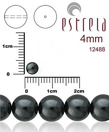 Korálky - Voskované perly zn.Estrela (12488 - hematitová) 4mm, bal.31ks - 5933029_
