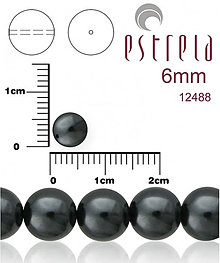 Korálky - Voskované perly zn.Estrela (12488 - hematitová) 6mm, bal.21ks - 5933058_