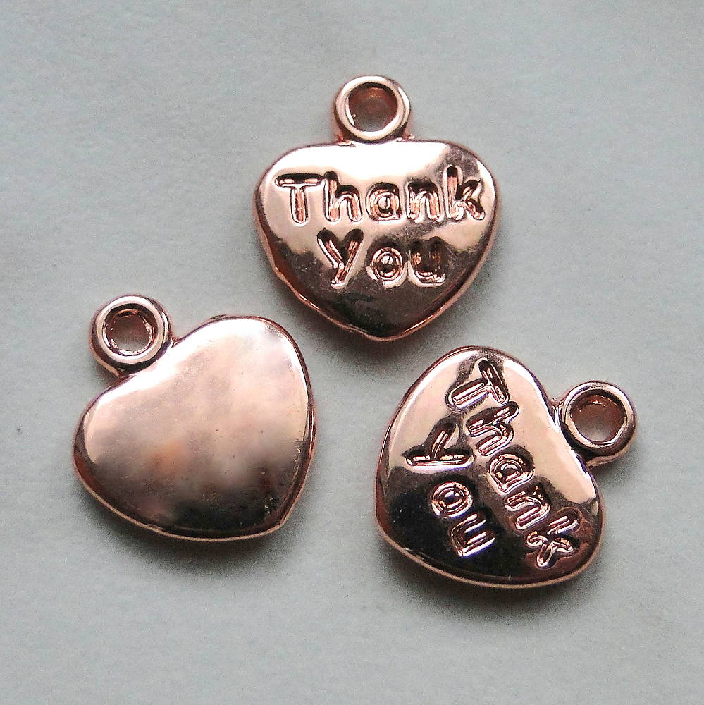 Prívesok srdce-ruž.zlatá-1ks (12x11mm/Thank You)