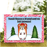 Papiernictvo - Zvieracie Vianoce - vianočná pohľadnica so škrečkom (mrázová) - 5938186_