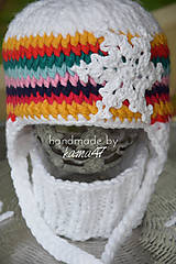 Detské čiapky - Zimná ušianka ... mix farieb ... "vločka" - 5942602_