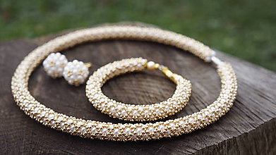 Sady šperkov - súprava bielo-zlatá - 5942205_