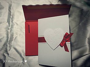 Papiernictvo - Blahoželanie k svadbe (červená) s priehradkou na peniaze - 5947523_