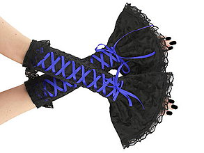 Rukavice - Dámské čierno modré rukavice so šnurovaním 1P - 5955902_