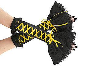 Rukavice - Dámské čierno žlté rukavice so šnurovaním 1P - 5955999_