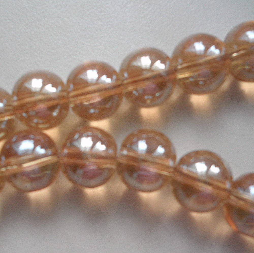 Sklenené korálky 10mm-1ks (sv.topas s leskom)