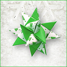 Dekorácie - Vianočné 3D hviezdy z papiera pixelové (stromčeky) - 5960656_