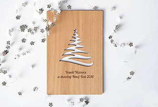 Papiernictvo - Drevená pohľadnica k Vianociam a na Nový Rok - 5964461_