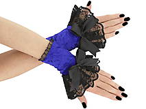 Spoločenské zamatové rukavice čierno modré 1J