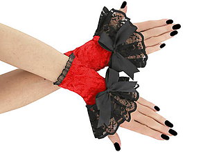 Rukavice - Spoločenské bezprstové rukavice čierno červené 1J - 5970678_