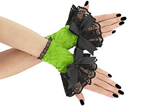 Rukavice - Spoločenské zamatové rukavice čierno zelené 2J - 5970719_