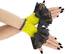Rukavice - Spoločenské zamatové rukavice čierno žlté 1J - 5970770_